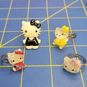 Hello Kitty Kids Adjustable Rings - Black, Yellow, Red, Pink Brand New